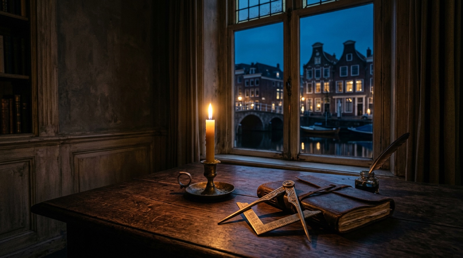 Wat is een loge? Een stille kamer met kaarslicht, passer en winkelhaak, en uitzicht op een Groningse gracht.